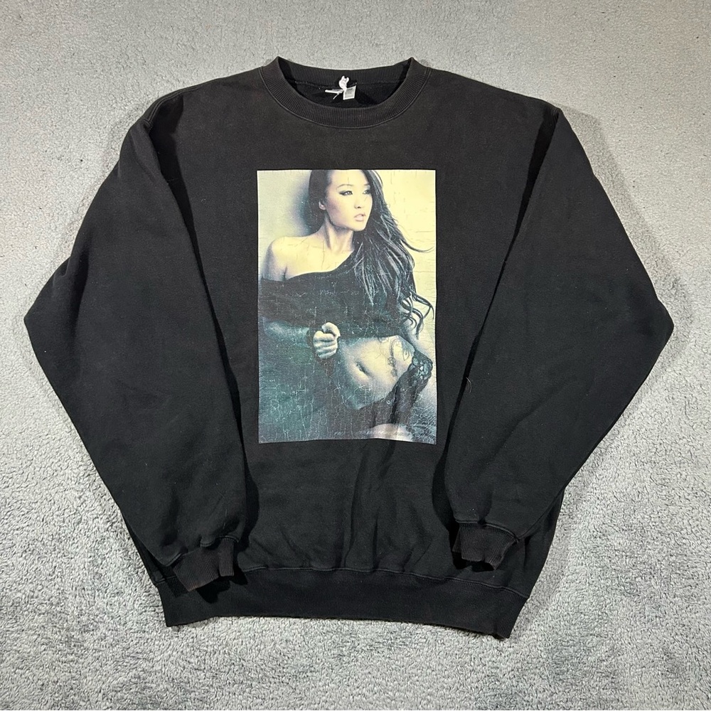Y2k Black Fox Racing Crewneck sweatshirt Size 2XL Men’s Sexy Lady Graphic #777